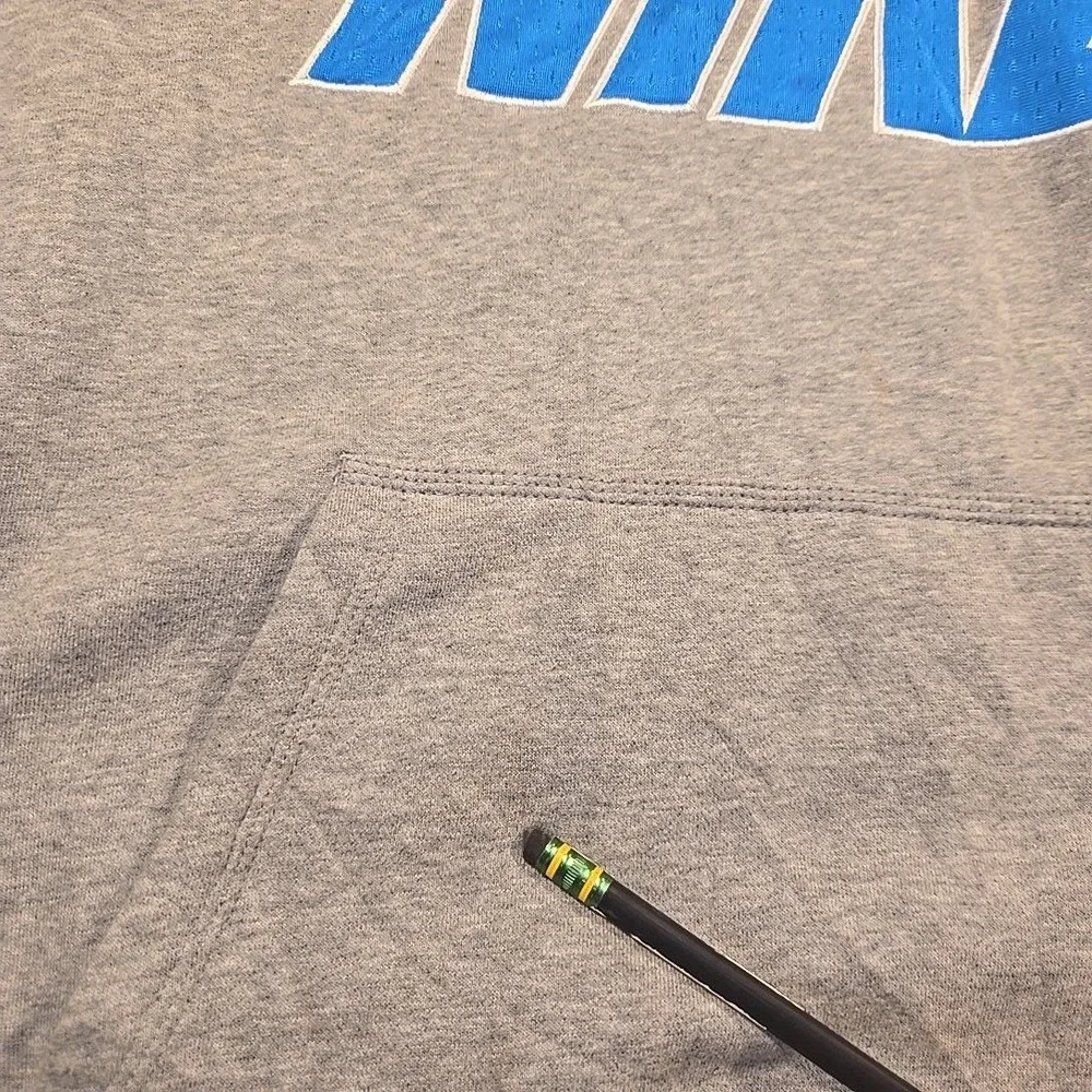 Nike‎ Men M Short Sleeve Hoodie Gray Blue Logo Pullover Malaysia Kangaroo Pocket